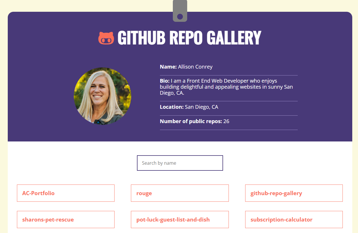 GitHub Repo Gallery Project