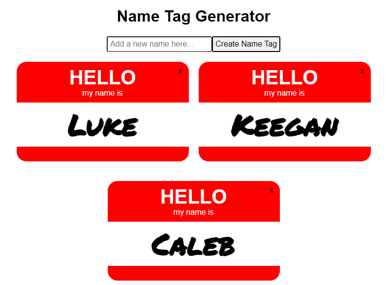 Name Tag Generator Project
