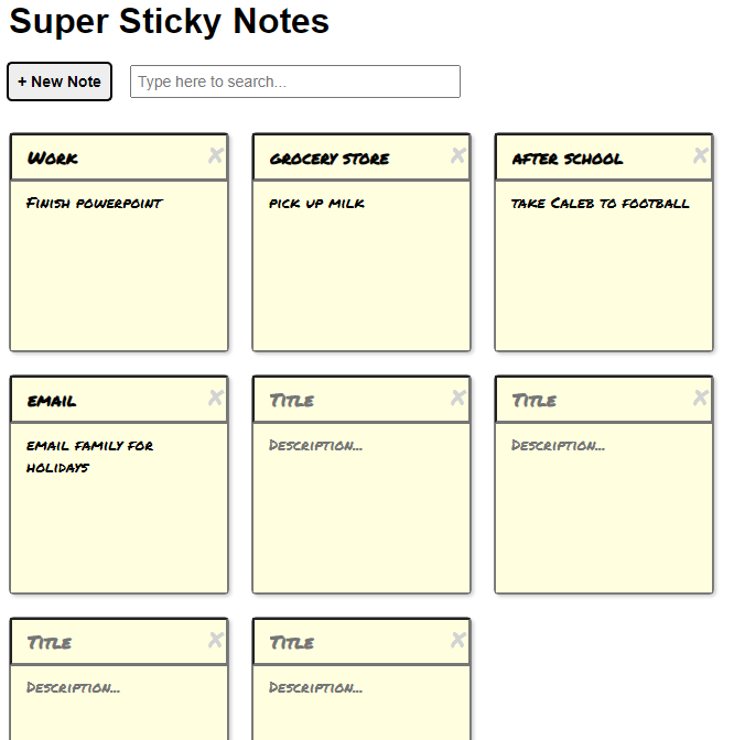 Super Sticky Notes Project